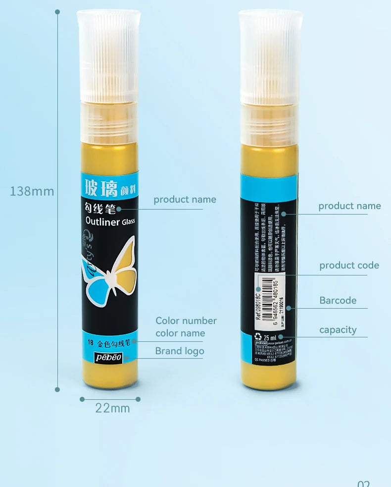 Pinturas acrílicas, pigmentos de vidrio impermeables de ricos colores, tubo para suministros de pintura, 20ml