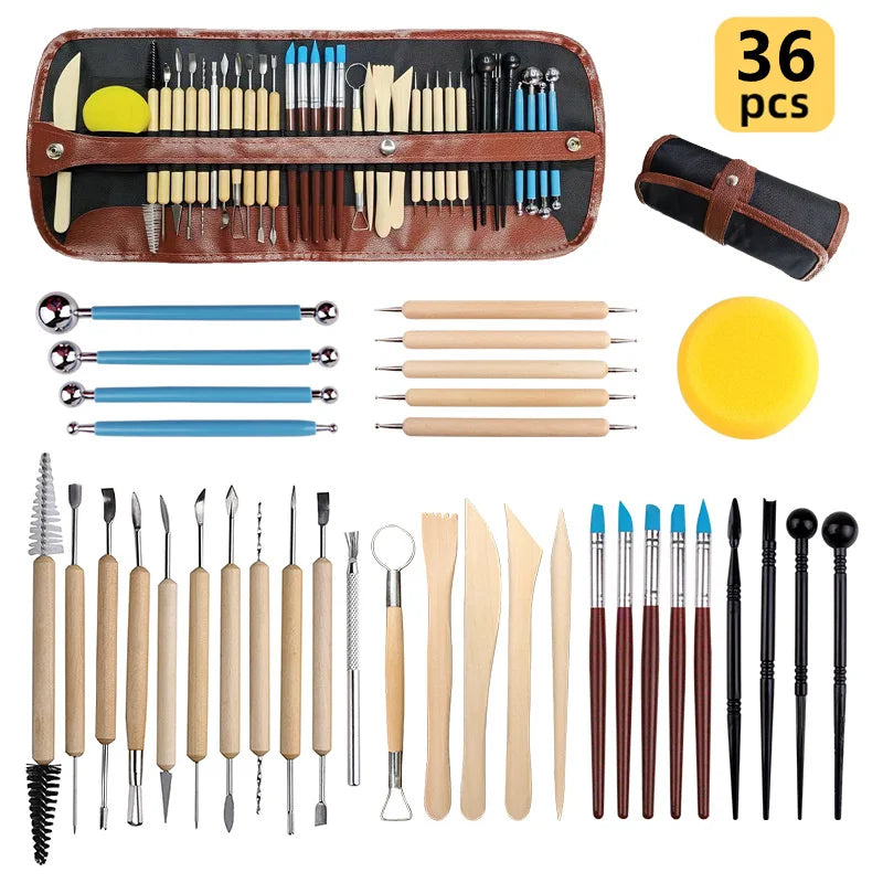 Kit de Herramientas para Esculpir Arcilla y Cerámica, 8-61 Piezas