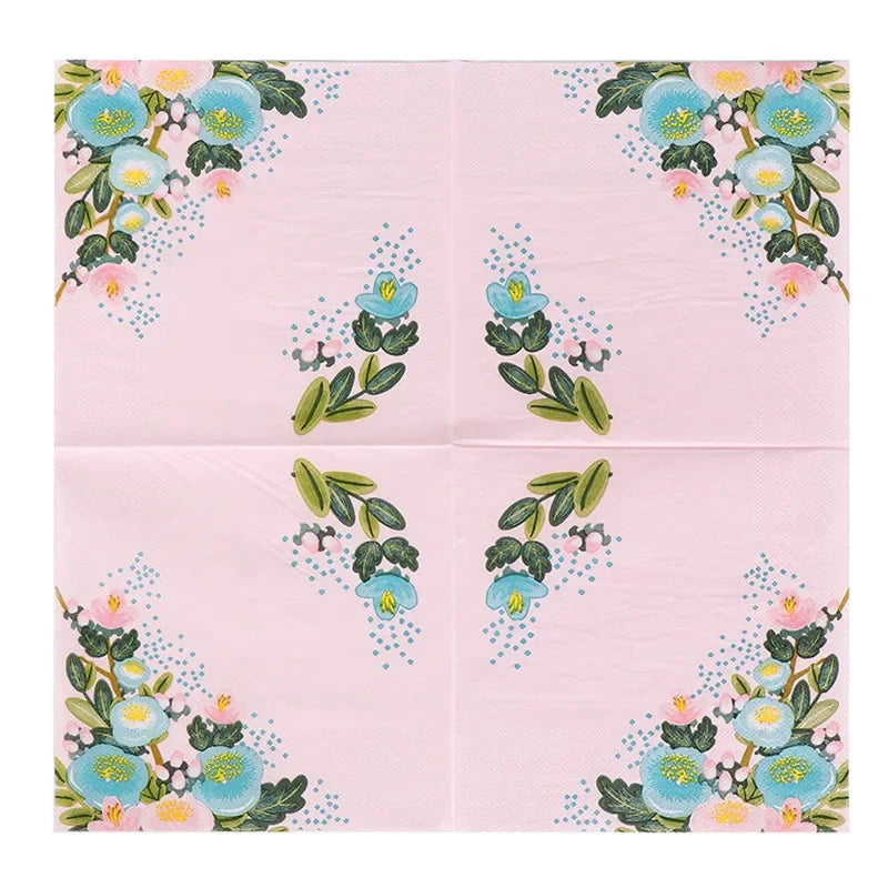 Paquete de 20 Servilletas de Papel Desechables con Diseño de Plantas y Flores, 33x33cm, Decoupage