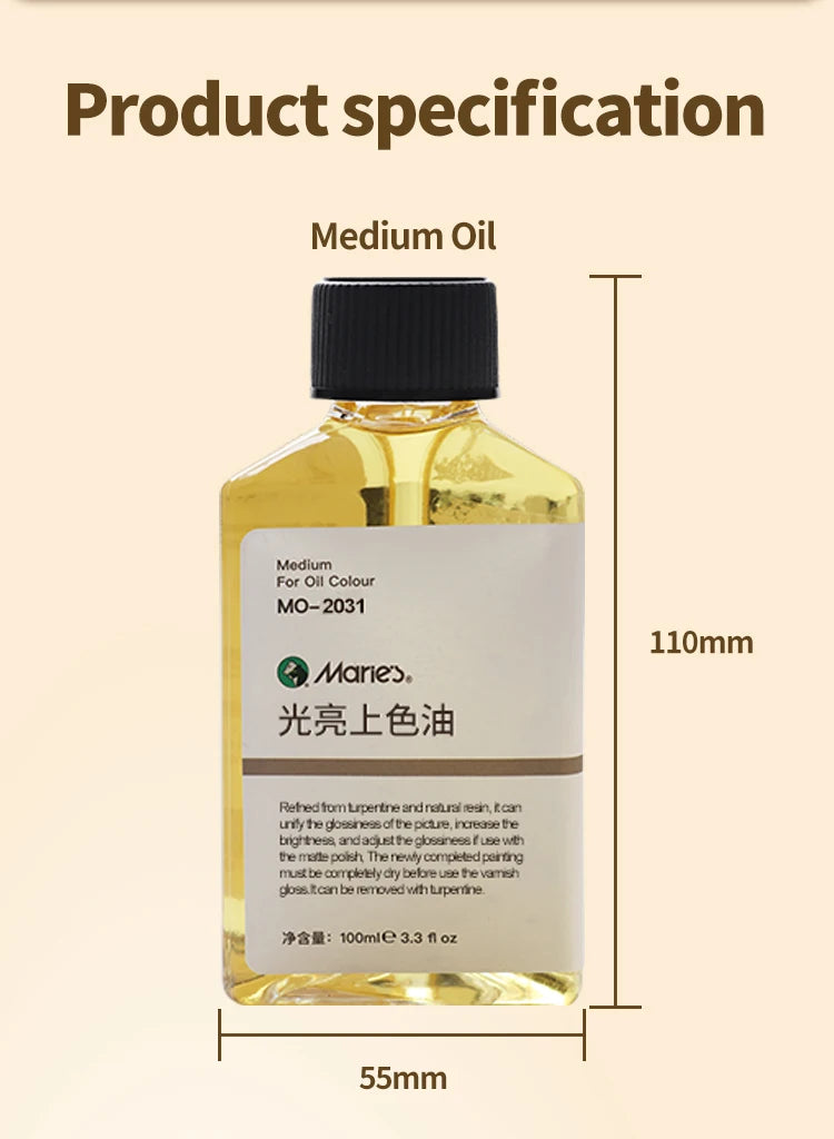 Trementina para Óleo, Inodora, Diluyente para Mezclar, Medium de Pintura, 100ml