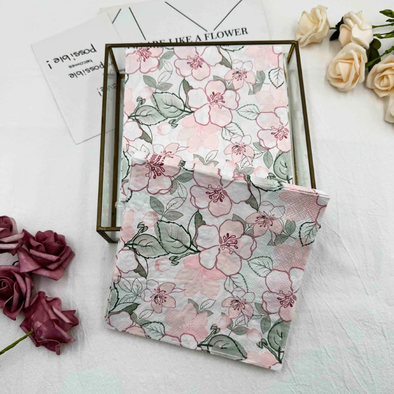 Servilleta desechable con estampado de flores rosas, decoupage, 2 capas, 10/20 piezas/Pac, 33x33cm