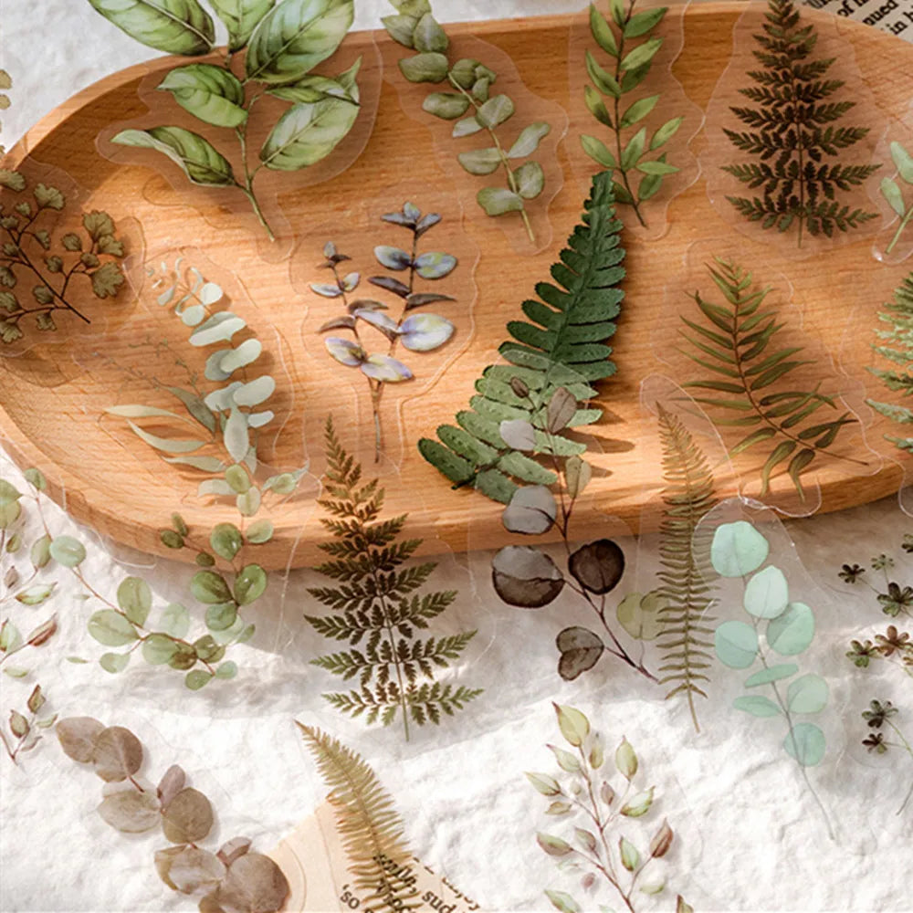 40 unids/bolsa planta naturaleza flor decorativa PVC stickers para manualidades