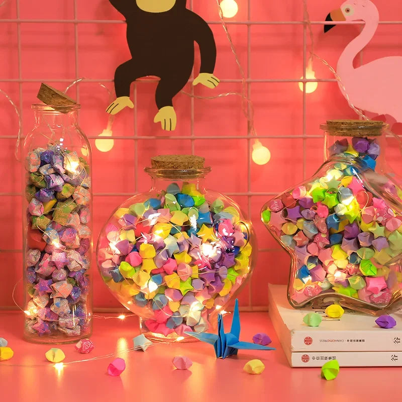 Surtido de papel de Origami de estrella de 540 hojas, estrella colorida de doble cara, manualidades plegables