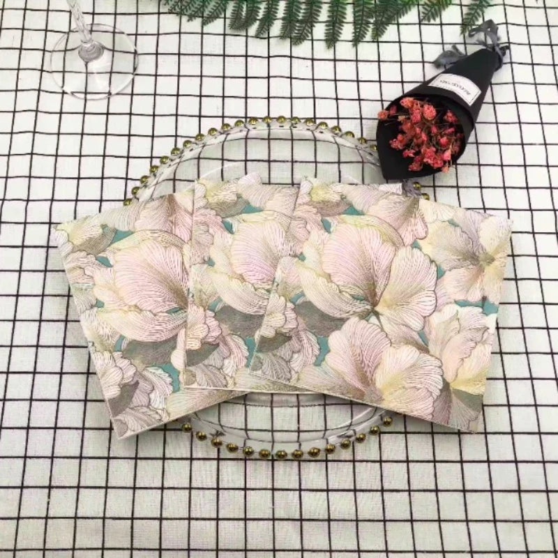 Servilletas cuadradas con estampado de flores tridimensionales, 20 piezas/33x33cm