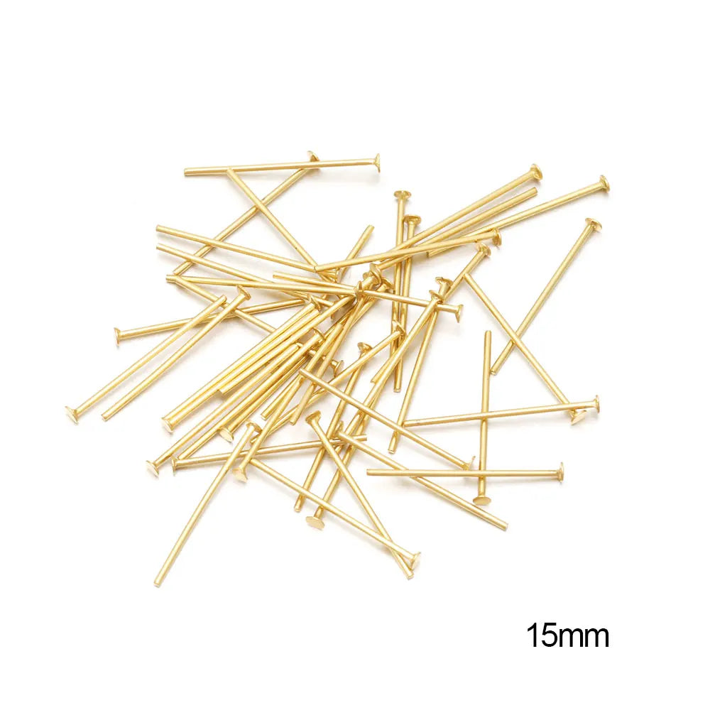 100/50 Uds. Cabezas de acero inoxidable, de cabeza plana, de bola de Color dorado para accesorios de joyería