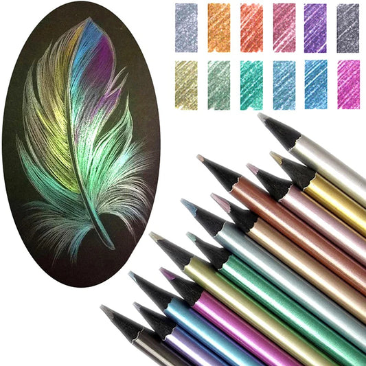 Lápiz metálico de 12 colores, para bocetos, pintura, juego de 12 Uds.