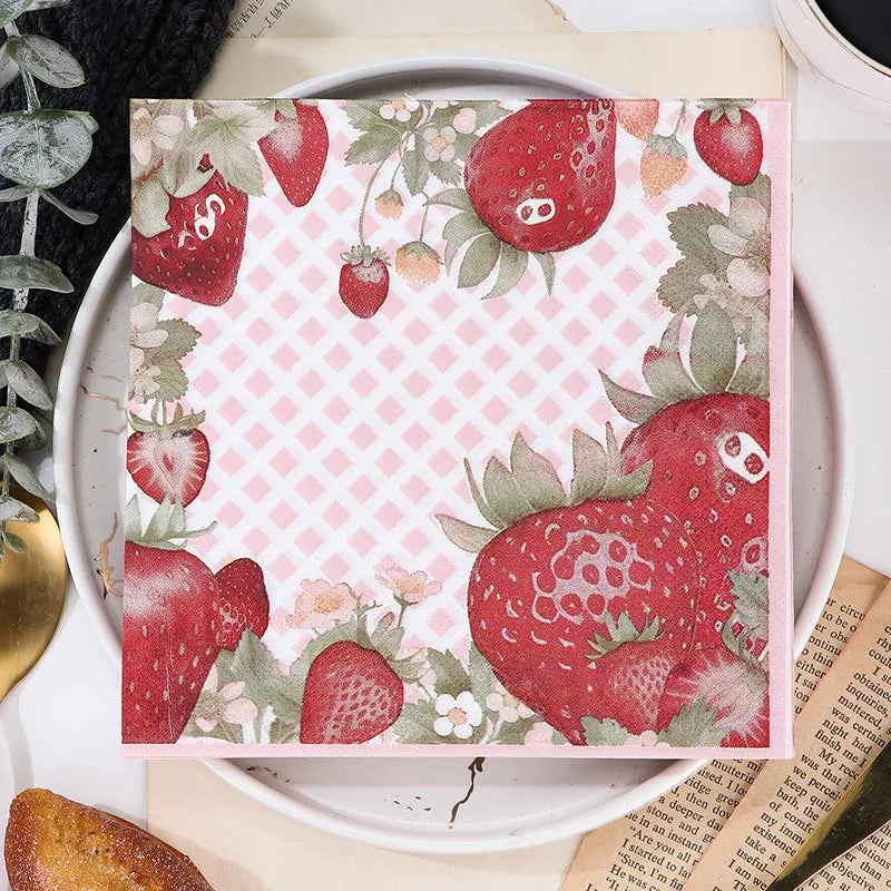 Paquete de 20 Servilletas de Papel con Estampado de Frutas