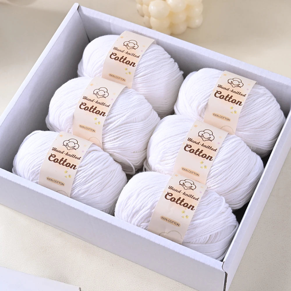 6 bolas de hilo de algodón puro de 300 g, hilo suave multicolor