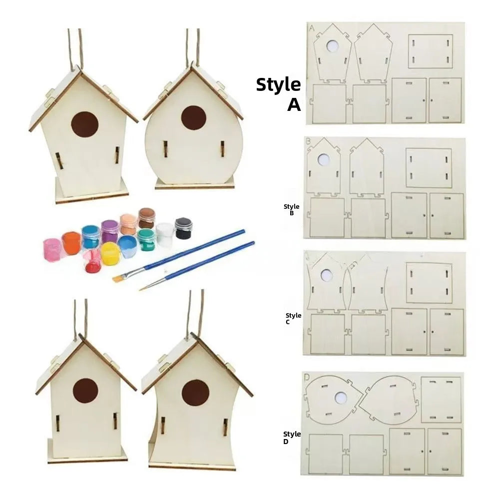 Casa para pájaros de madera hecha a mano para colgar en exteriores