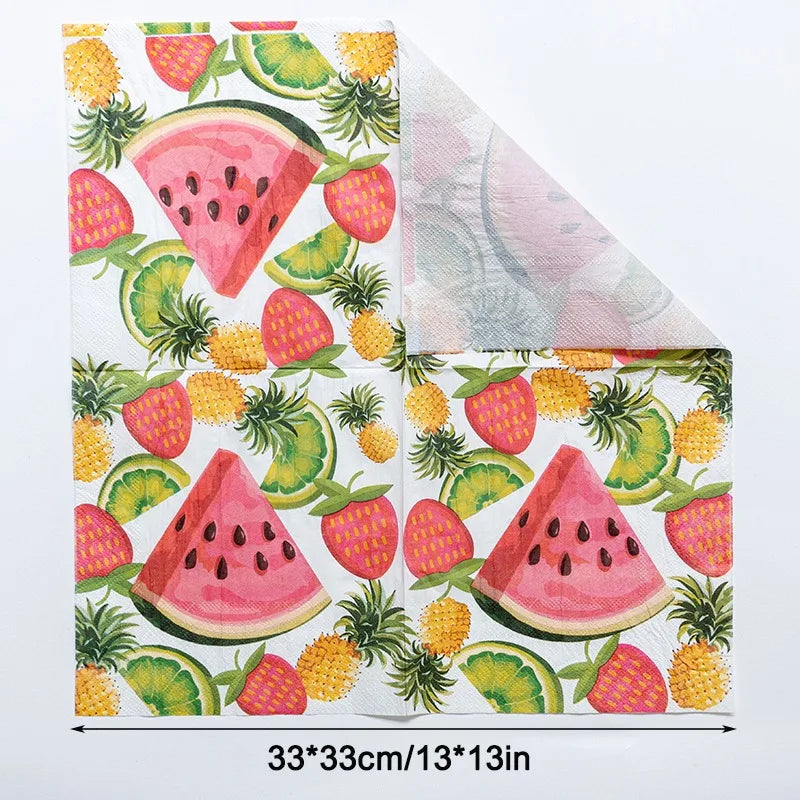 Paquete de 20 Servilletas de Papel con Estampado de Frutas