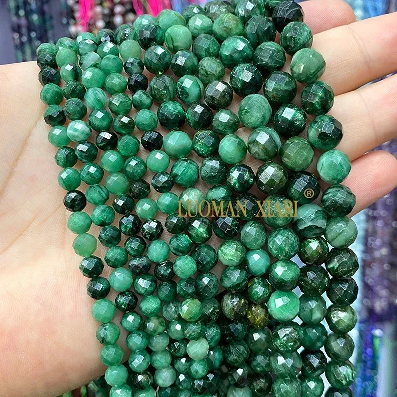 Piedra Natural redonda facetada AAA, mostacillas espaciadoras sueltas para fabricación de joyería