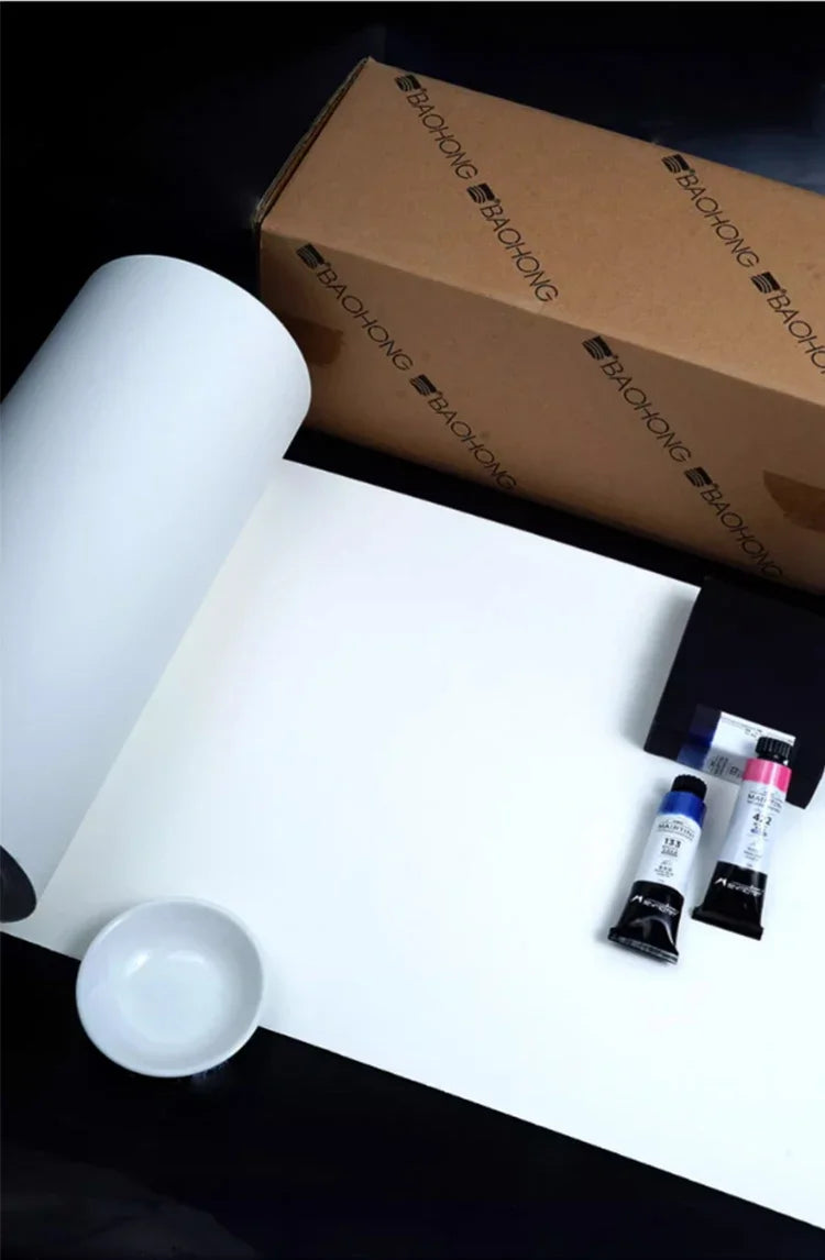 Rollo de papel de acuarela blanco natural, papel profesional, prensa en frío, rugoso, 100% algodón, 27 cm, 37 cm x 10 m, 300 g ﻿