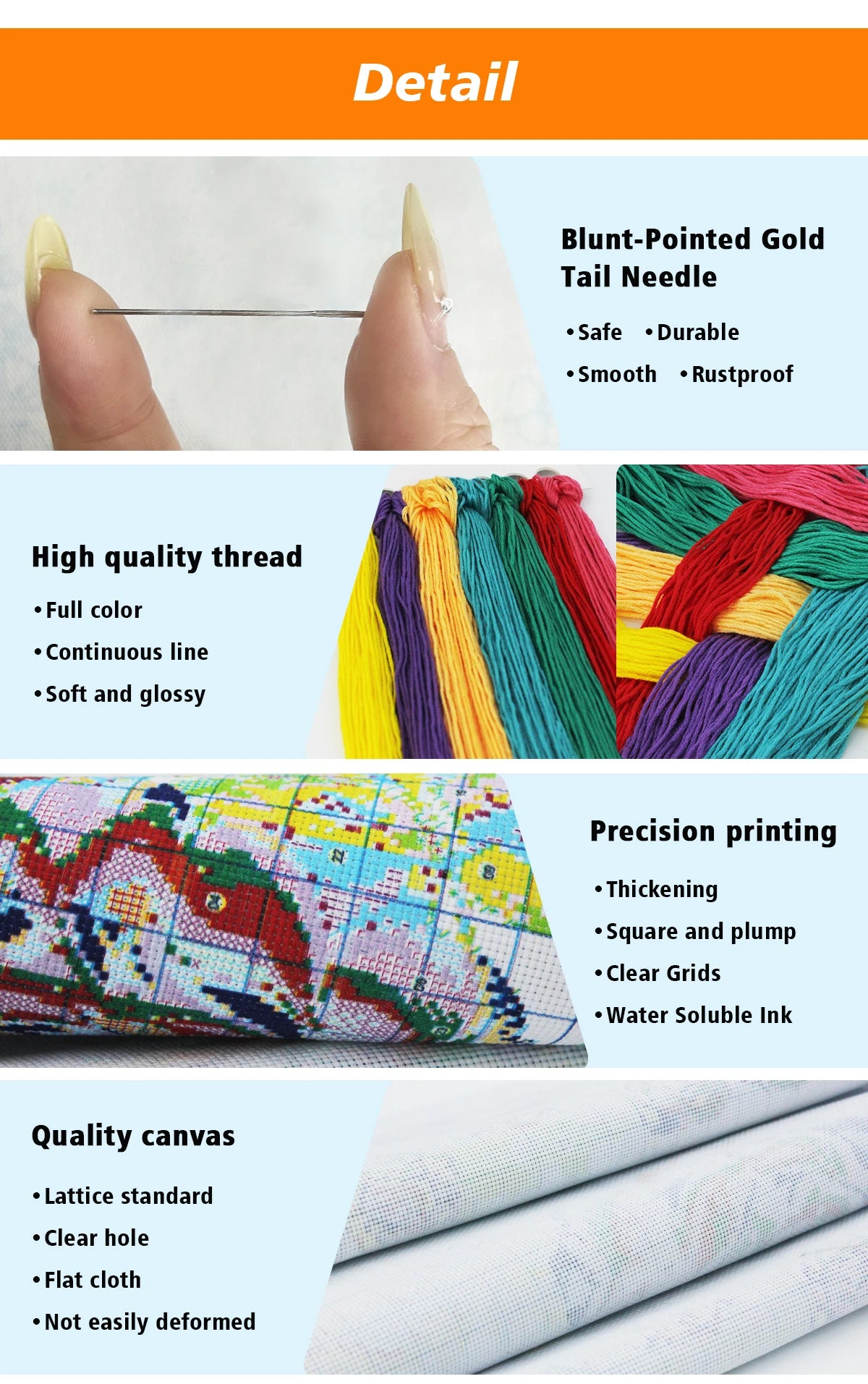 1 unidad 40X40cm/15,7X15,7 pulgadas, vista nocturna, kit de punto de cruz con estampado de 11CT/14CT