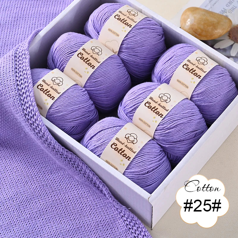 6 bolas de hilo de algodón puro de 300 g, hilo suave multicolor