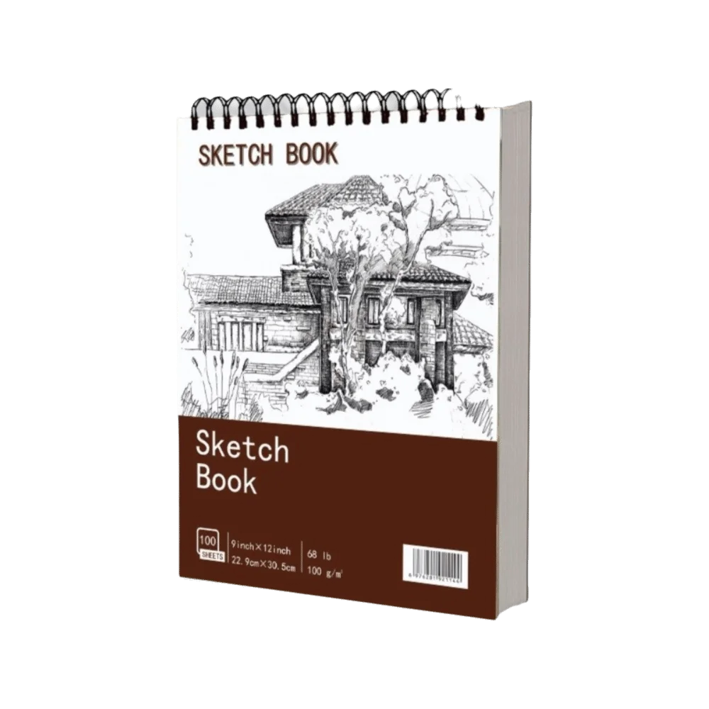 Cuaderno de bocetos en espiral de 100 hojas, portátil, con páginas perforadas, papel sin ácido