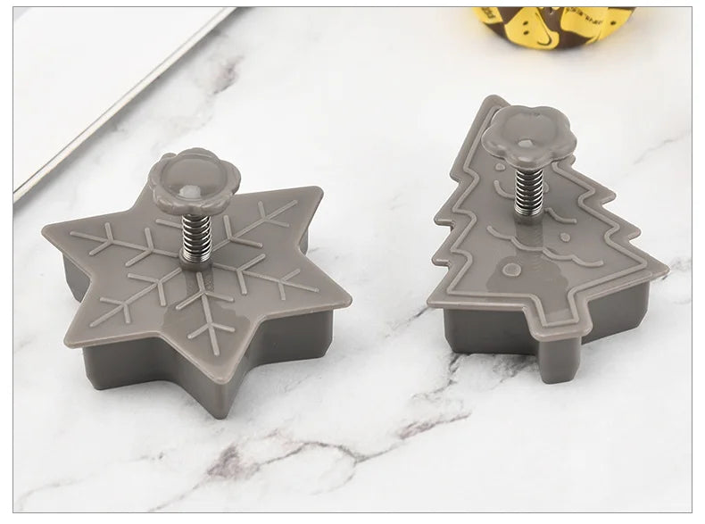 4 Uds. Moldes para galletas de Navidad, cortador de galletas 3D de plástico