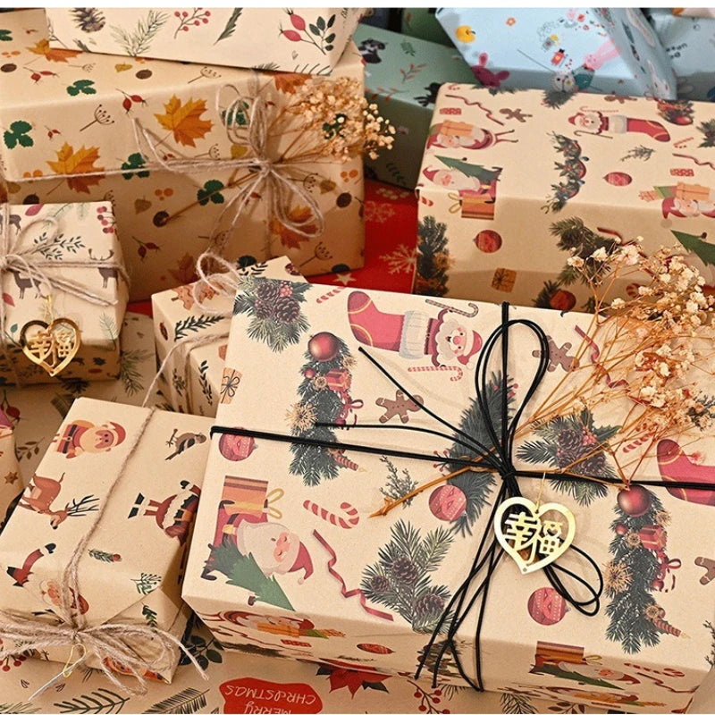 10 Uds., de papel de regalo navideño-74*50cm