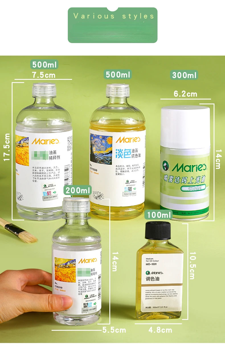 Trementina sin olor para pintura al óleo, líquido de limpieza para pinceles, 500ml