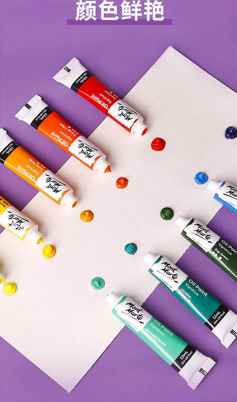 Tubos de pinturas al óleo profesionales para artistas, 12/24 colores, 12 ML. Mont Marte