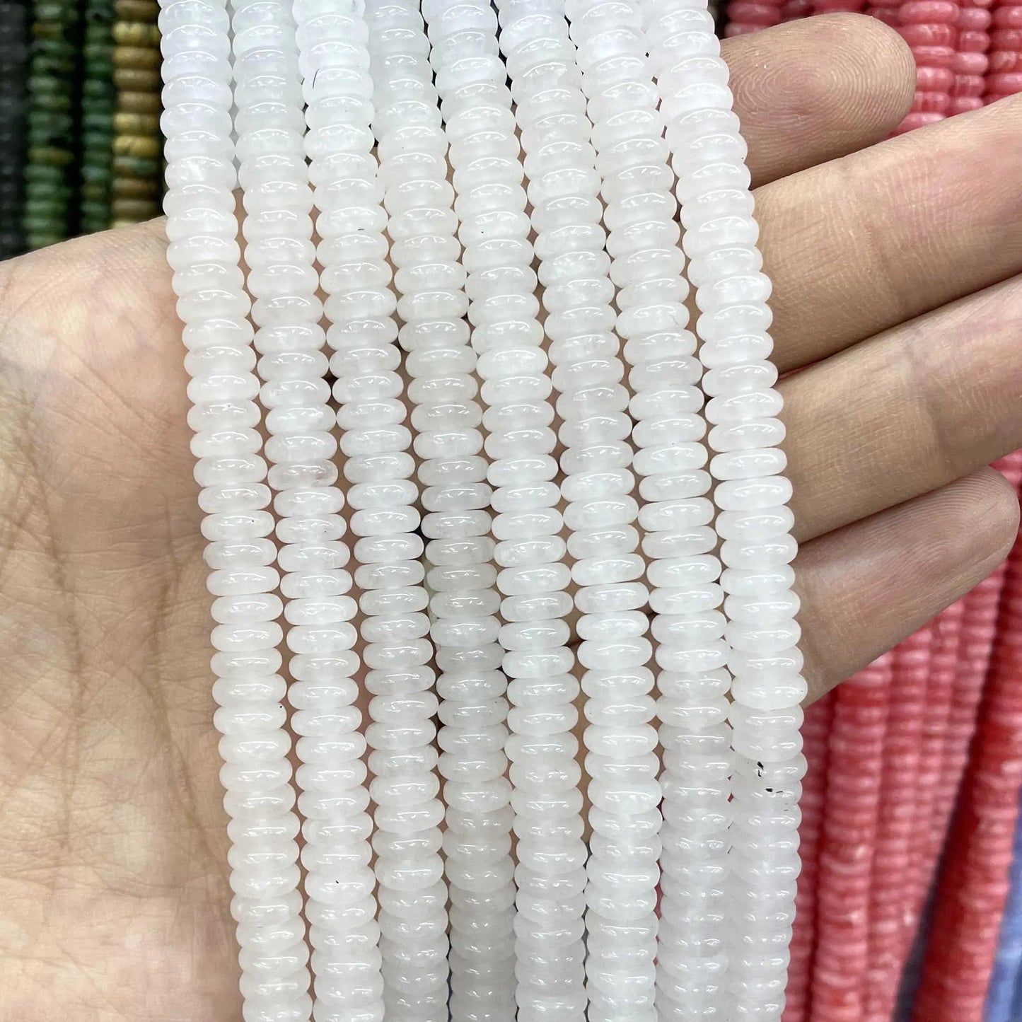 Rondelle de piedra Natural de 2x6mm, turquesas, cuarzo, jaspe, ágatas, mostacillas redondas, planas