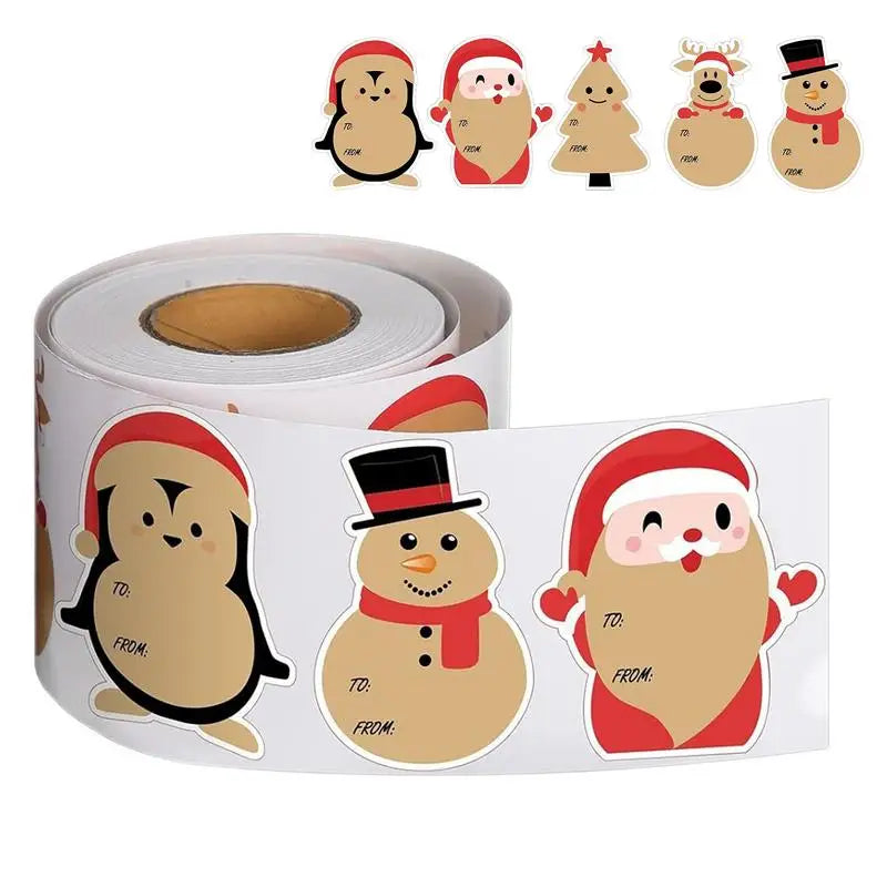 Stickers navideños redondas, 200 piezas, etiquetas de renos, de muñecos de nieve, de Papá Noel, etc