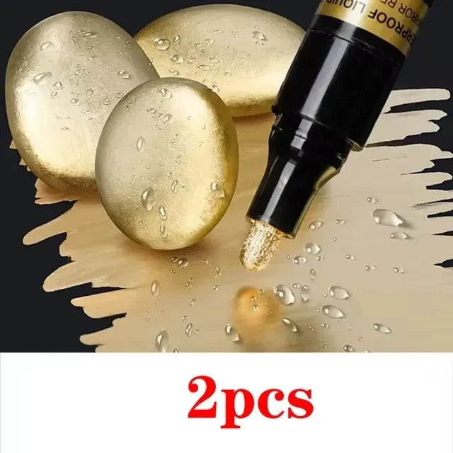 Rotulador de pintura cromada, lápices de pintura de espejo líquido reflectante, tinta dorada y plateada, punta de escritura de 1mm para modelo de metal, madera y plástico, 1/2/3 unidades