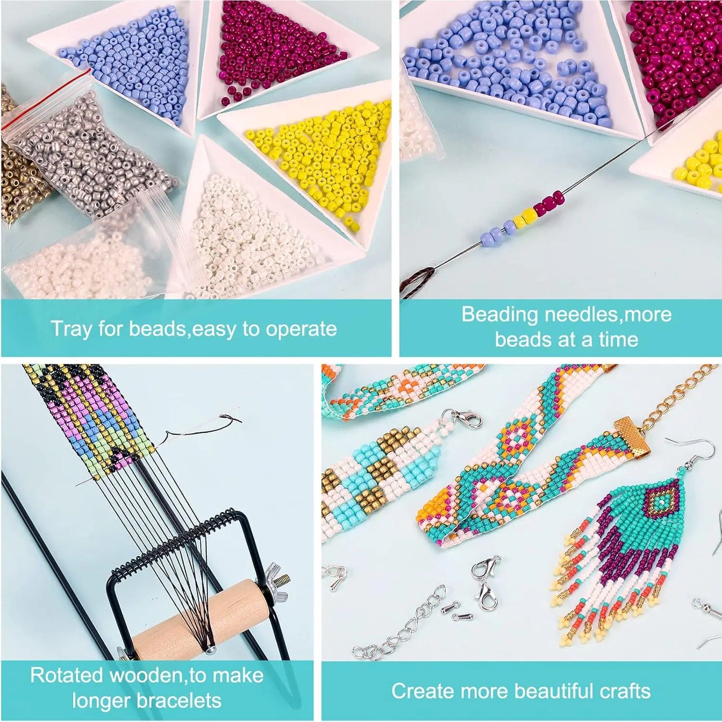 Kit de telar de mostacillas para joyería, pulseras, pendientes, collares