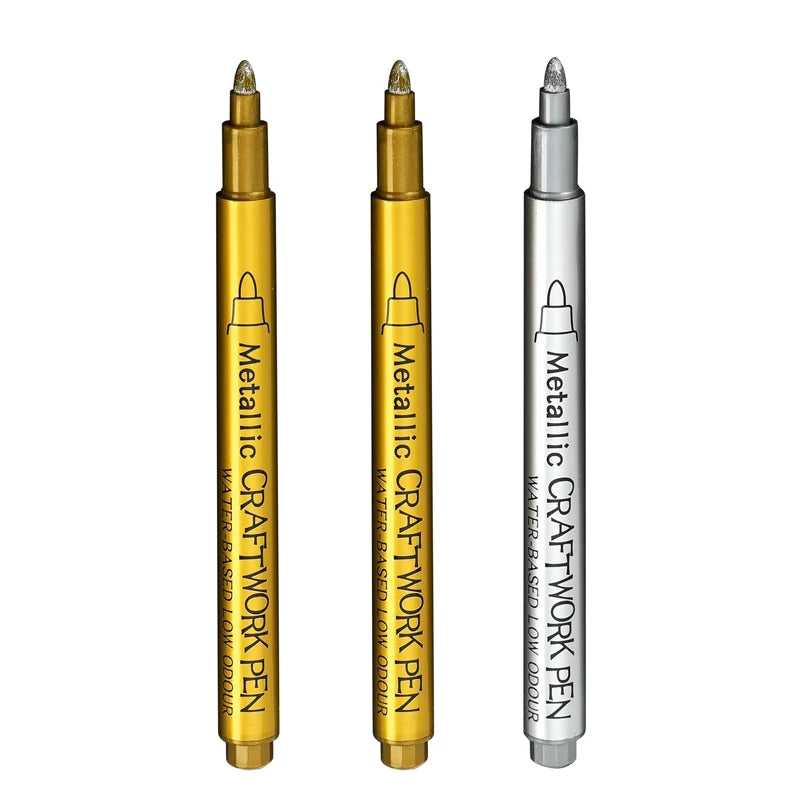 Juego de rotuladores metálicos de 1a 3 piezas, rotuladores de pintura, oro, plata y blanco, marcadores de arte permanente