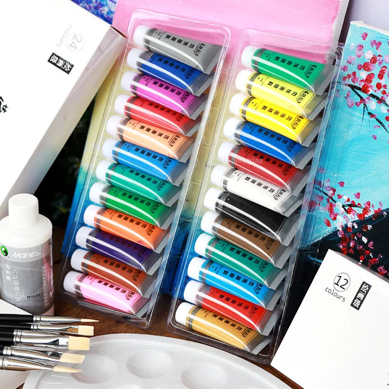 Juego de pintura acrílica de Color metálico, 12ml, 12/24 colores