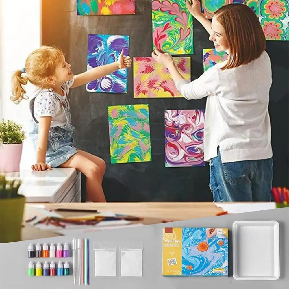 Juego de pintura de mármol acuático