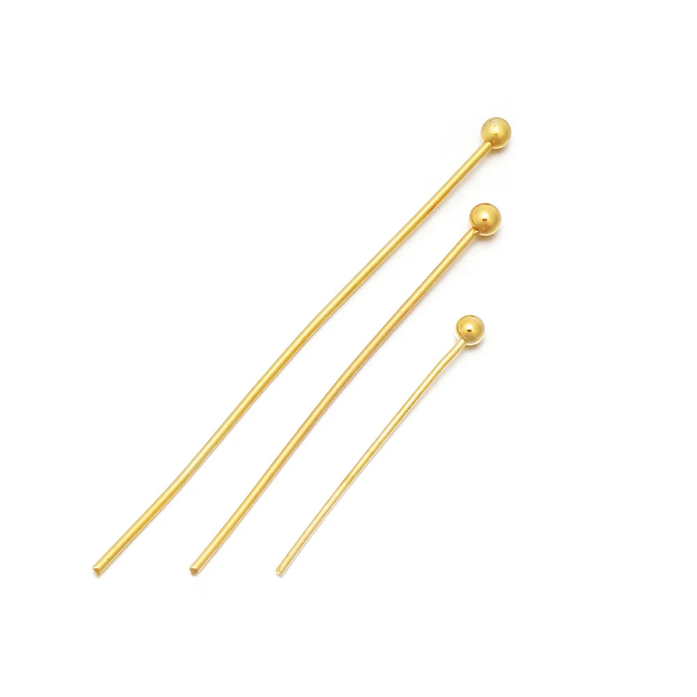 100/50 Uds. Cabezas de acero inoxidable, de cabeza plana, de bola de Color dorado para accesorios de joyería