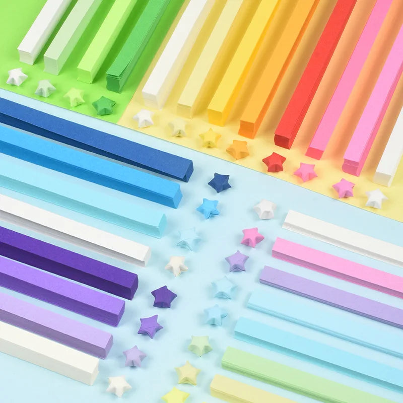 Surtido de papel de Origami de estrella de 540 hojas, estrella colorida de doble cara, manualidades plegables