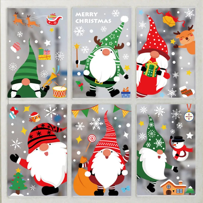 1 a 5 Unidades stickers navideños de 30 × 20cm, pegatinas electrostáticas, decoración de ventanas