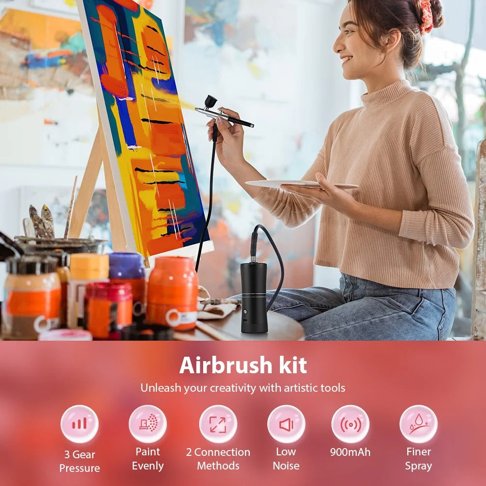 Aerógrafo portátil superior de 0,3mm con tubo de aire de 150cm, pulverizador de pintura para arte, pastelería, maquillaje, decoración de uñas, etc