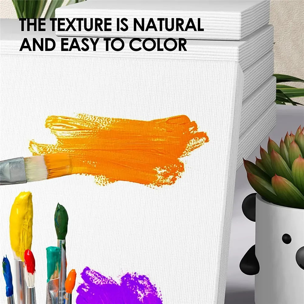 Lienzo de arte blanco, para pintura al óleo acrílica, madera + lienzo de algodón, 6 uds.