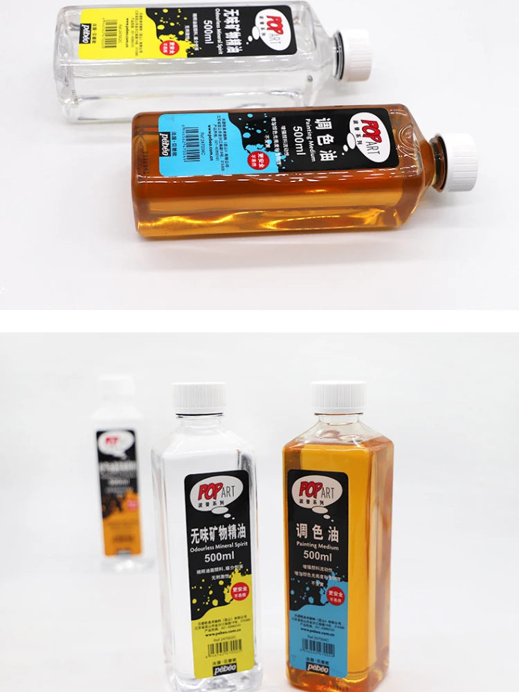 Pebeo para óleo de 500ml, aceite de linaza tonificante, secado rápido, pigmento sin olor.