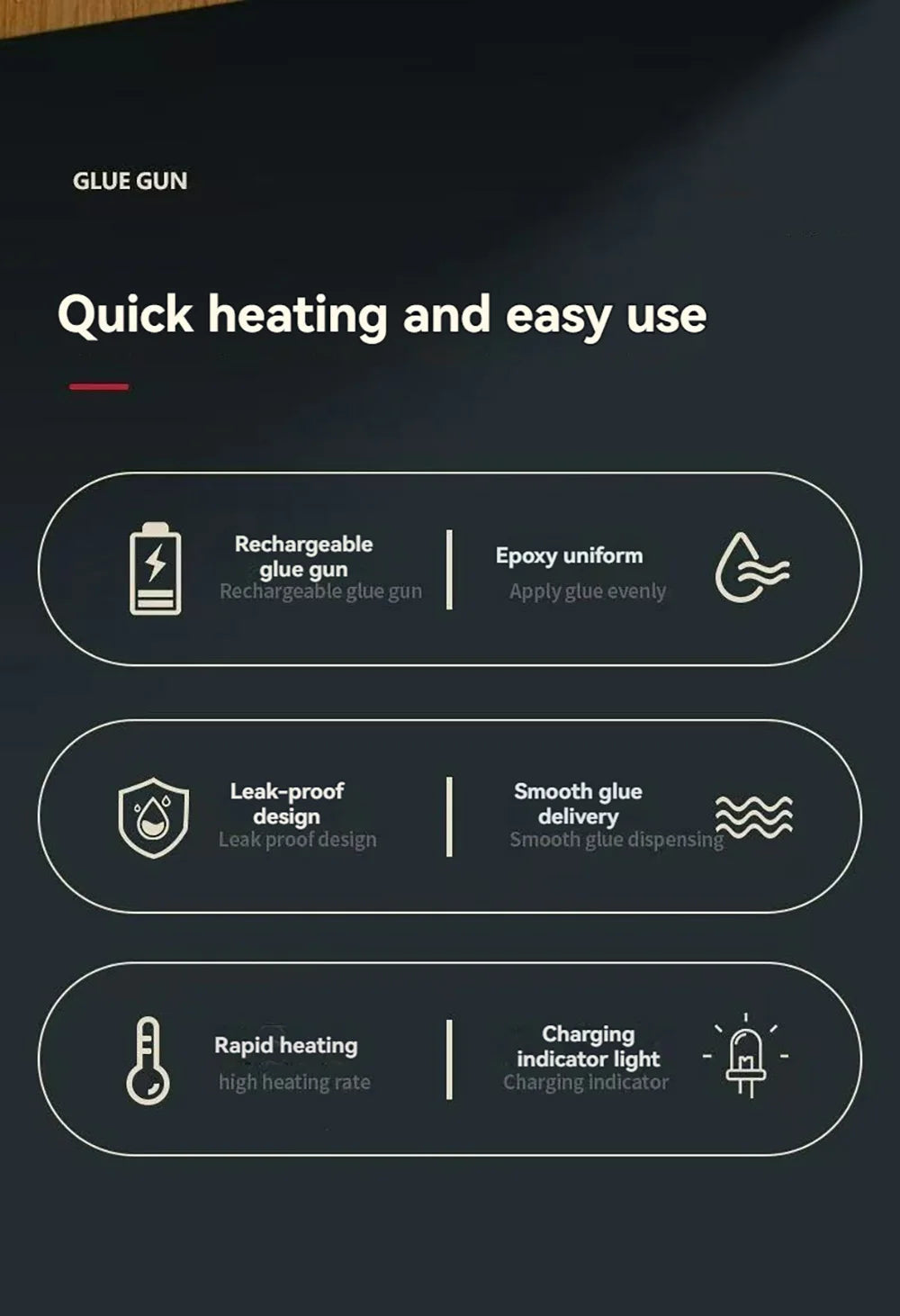 Pistola de pegamento termofusible inalámbrica, 3,7 V, 1800mAh, carga USB, utiliza barras de pegamento de 7mm, antifugas y antiescaldaduras