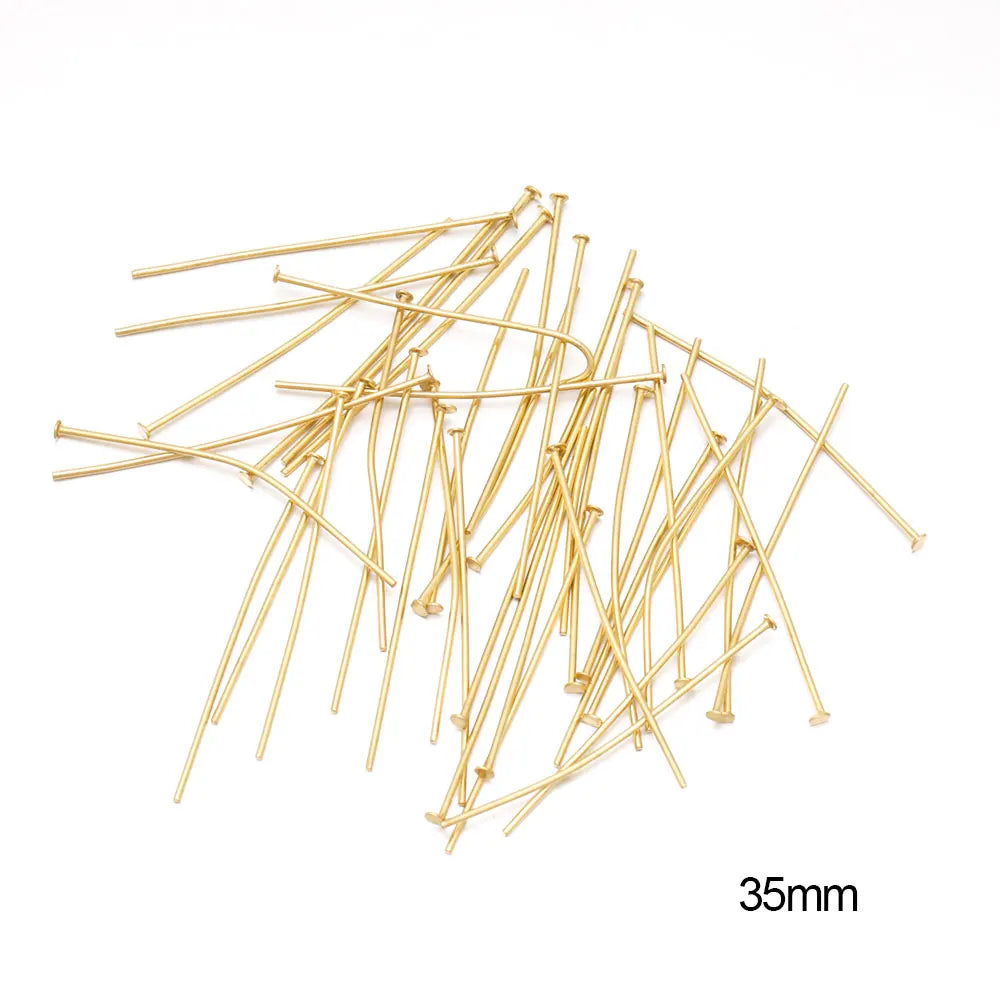100/50 Uds. Cabezas de acero inoxidable, de cabeza plana, de bola de Color dorado para accesorios de joyería