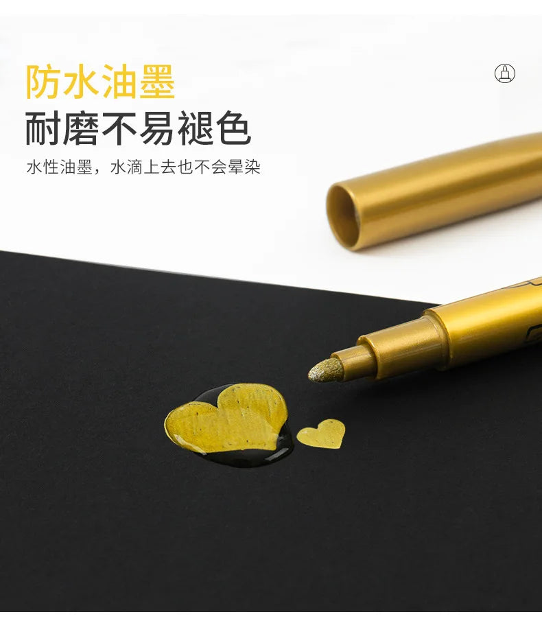 Bolígrafos de pintura acrílica permanente plateada/dorada, para pintura en variadas superficies, de punta suave/dura de 1-5MM