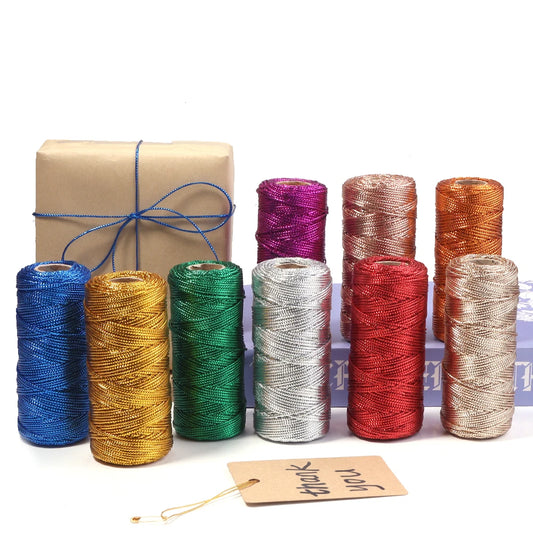 Cuerda de 1,5mm y 100m, cordón dorado y plateado para embalaje de regalo, cordón para macramé