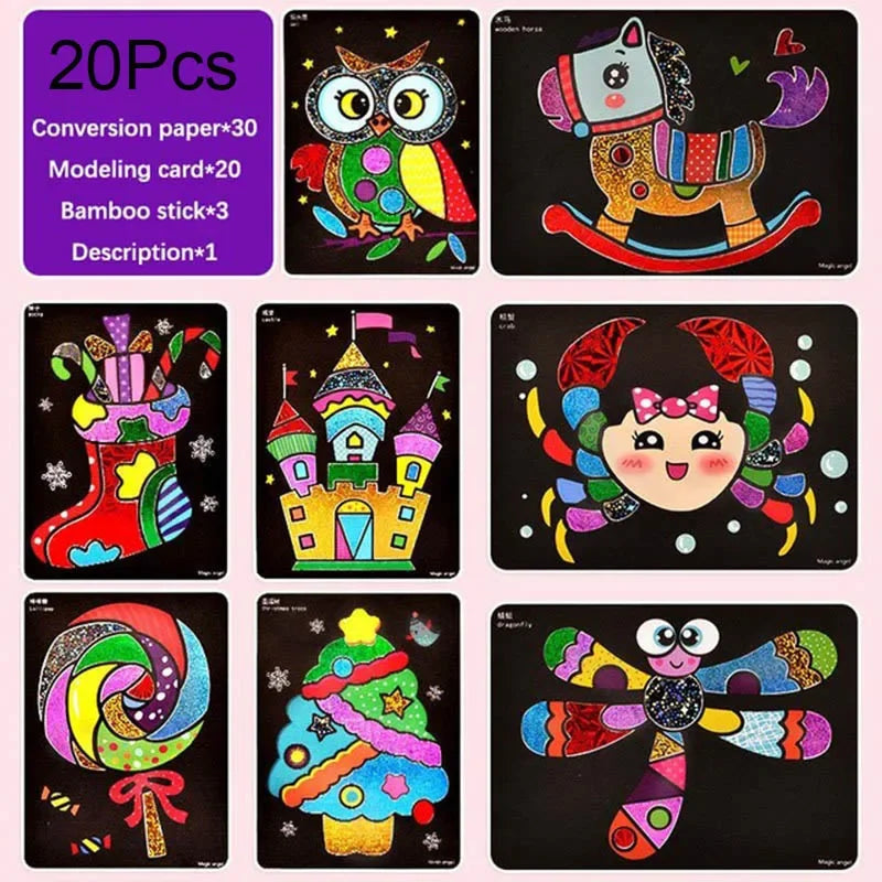 9 a 20 piezas de papel mágico, pegatinas creativas