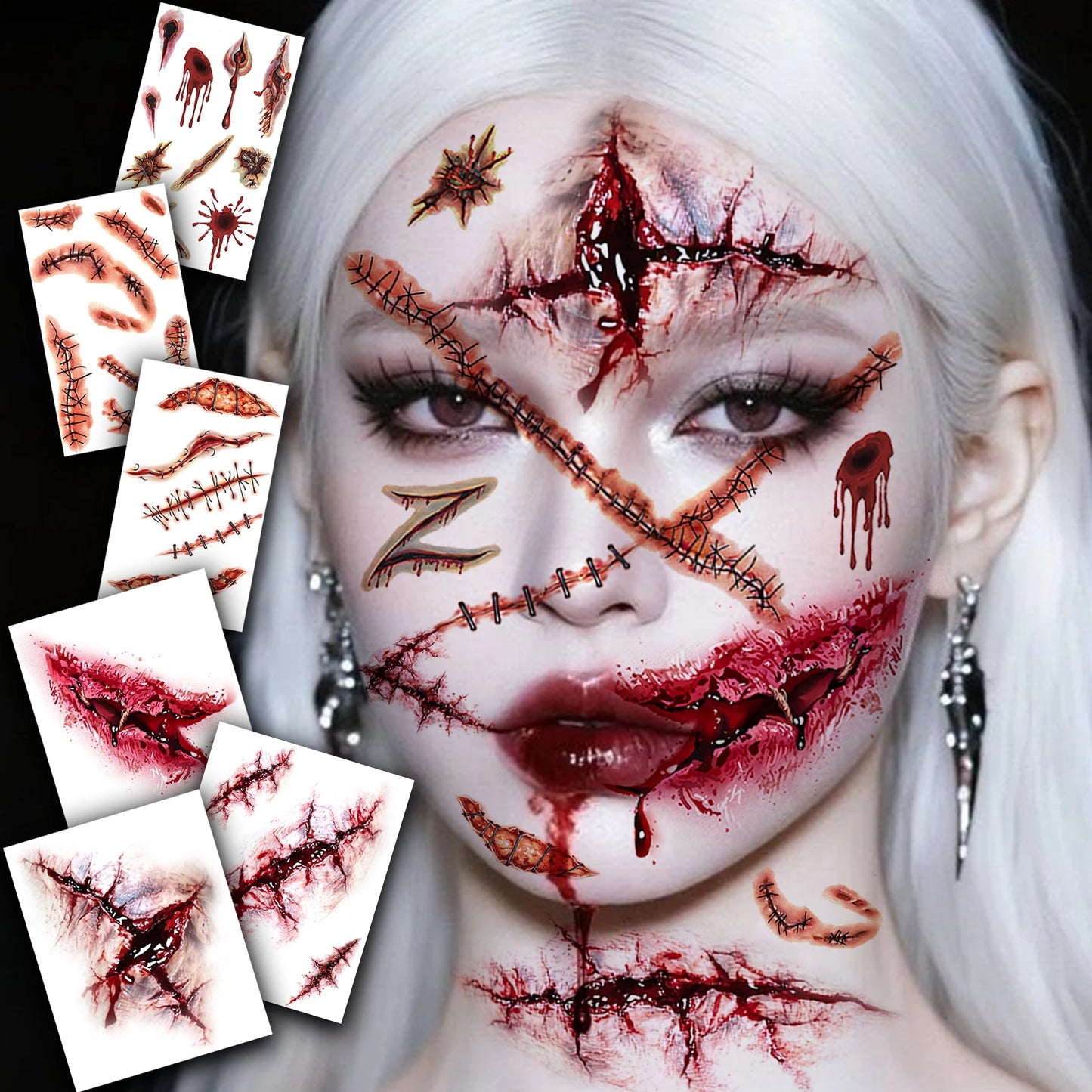 6 Hojas de Tatuajes Temporales para Halloween, Duraderos e Impermeables para Hombres y Mujeres
