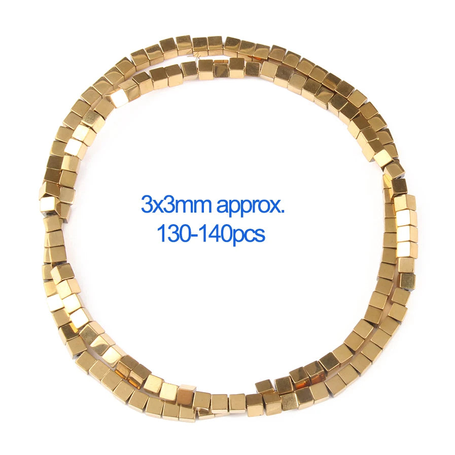 Mostacillas de hematita chapadas en oro Natural para fabricación de joyería