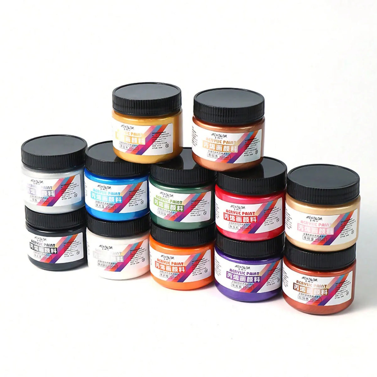 1 unidad de pintura acrílica de 100ml, en colores metalizados (oro, plata, cobre)