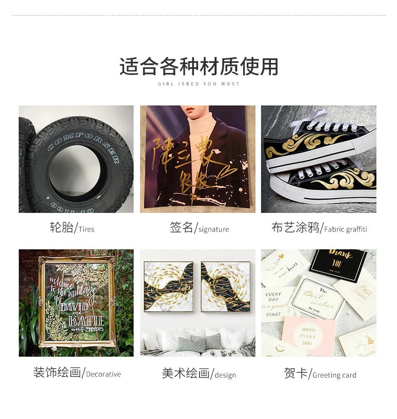 Bolígrafos de pintura acrílica permanente plateada/dorada, para pintura en variadas superficies, de punta suave/dura de 1-5MM