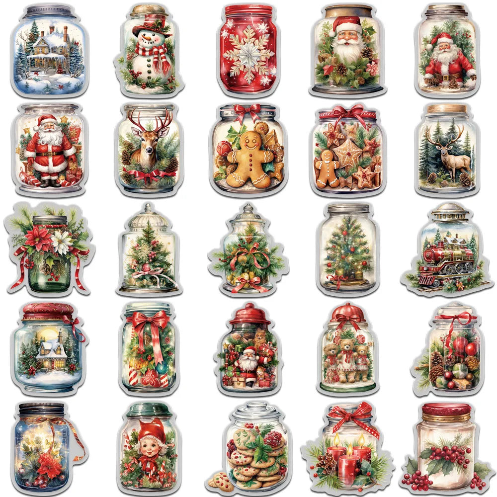 Stickers- calcomanías decorativas para botella y otros, de Navidad y Año Nuevo, 10/50 piezas
