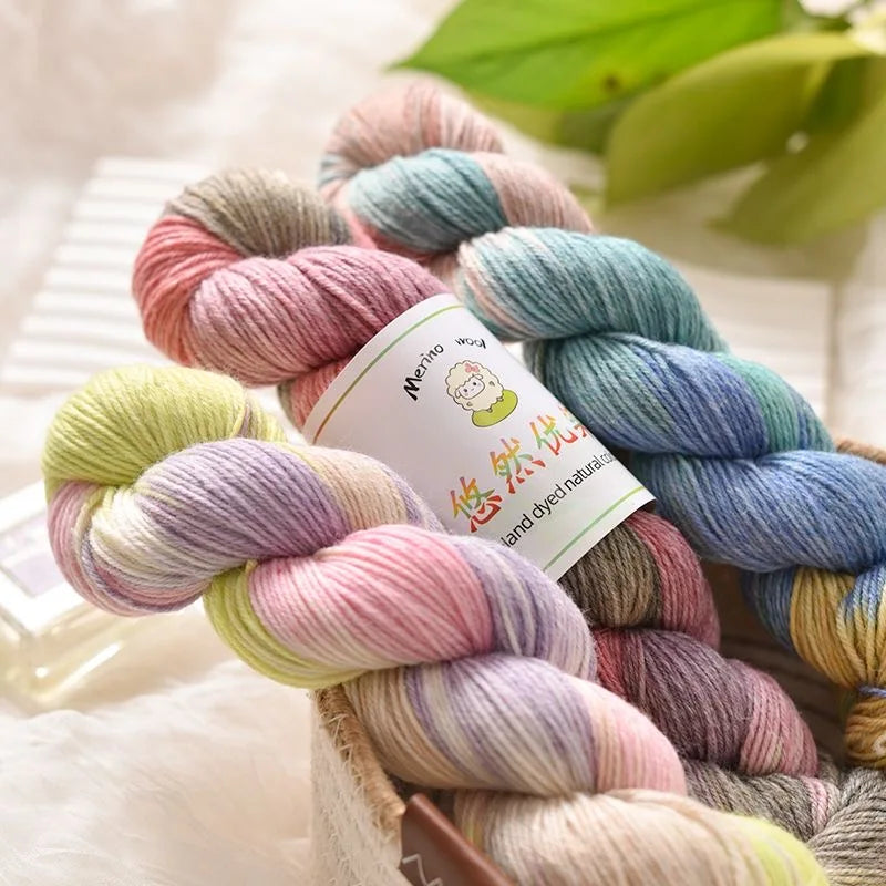 1 rollo de 100g/rollo de lana Merino colorido,  tejido de arcoíris para bebé