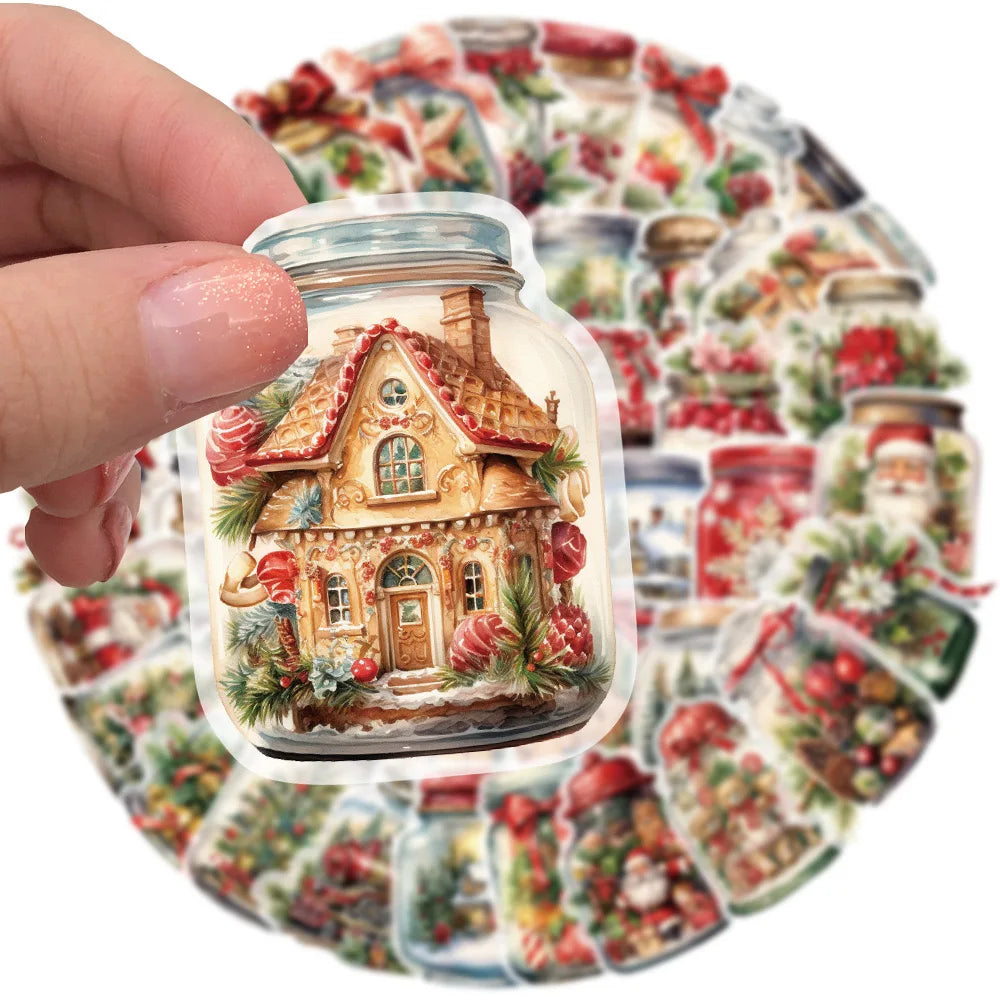 Stickers- calcomanías decorativas para botella y otros, de Navidad y Año Nuevo, 10/50 piezas