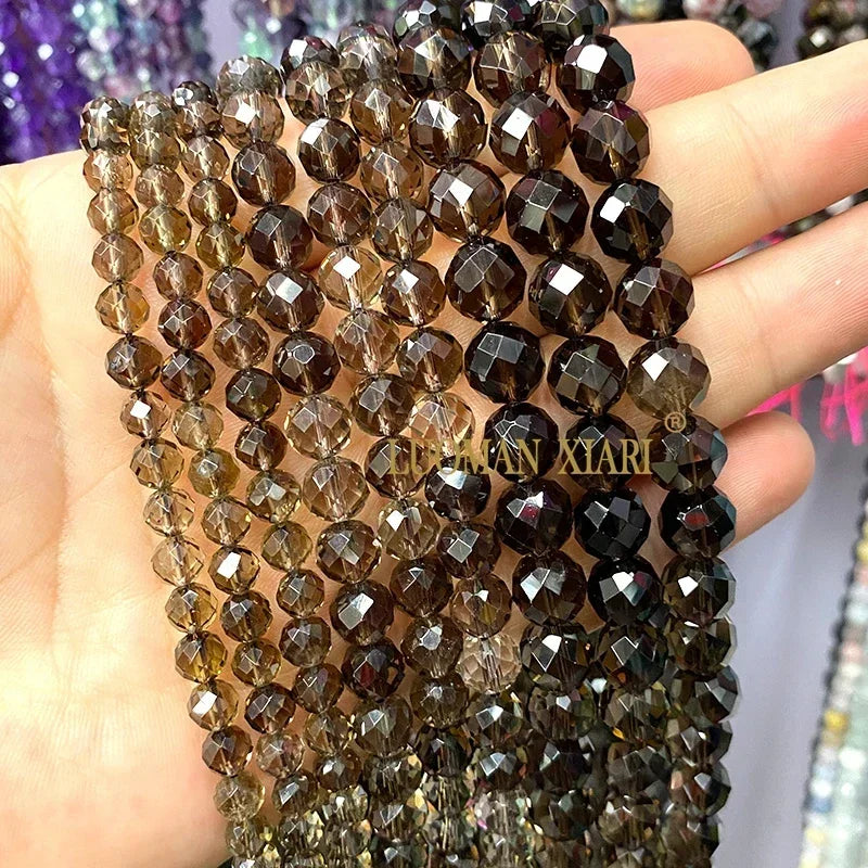 Piedra Natural redonda facetada AAA, mostacillas espaciadoras sueltas para fabricación de joyería