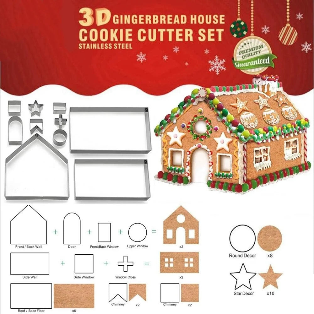 Molde de casa de Navidad, moldes para galletas de Navidad y Halloween de acero inoxidable, para hornear